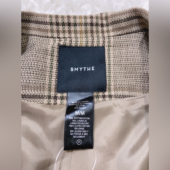 NWT $895 Smythe Luxe Massive  One-Button Plaid Cotton & Linen Blazer Jacket - Picture 6 of 8